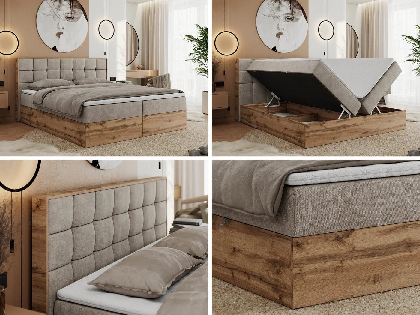 MKS MÖBEL Boxspringbett ALBERO 1 mit Stauraum und Matratzen - Bild 3