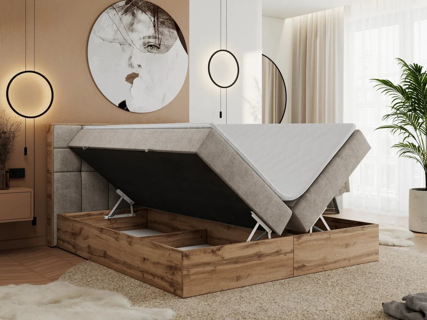 MKS MÖBEL Boxspringbett ALBERO 1 mit Stauraum und Matratzen - Bild 4
