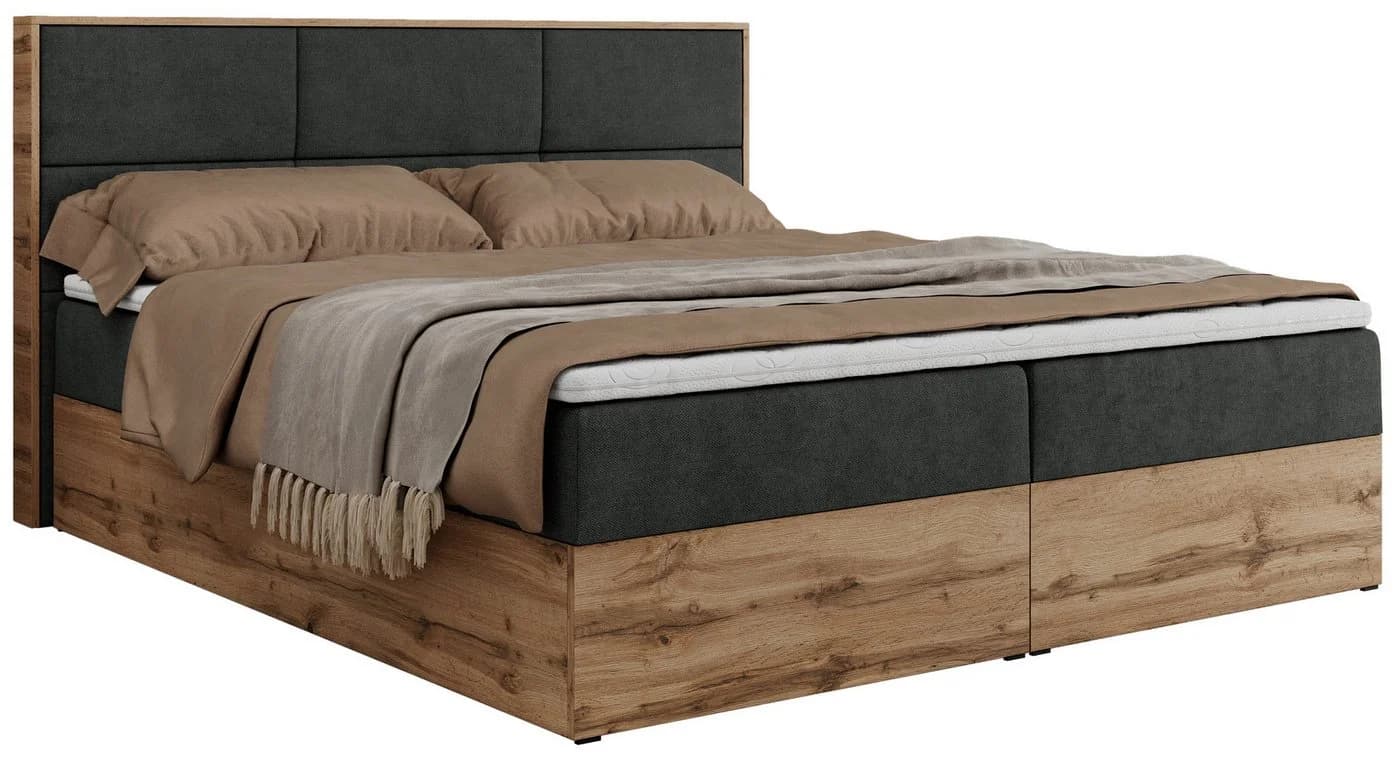 MKS MÖBEL Boxspringbett ALBERO 2 mit Bettkästen und Matratze