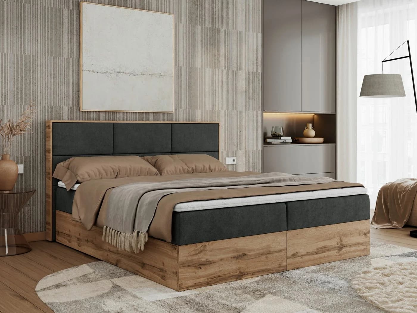 MKS MÖBEL Boxspringbett ALBERO 2 mit Bettkästen und Matratze - Bild 2