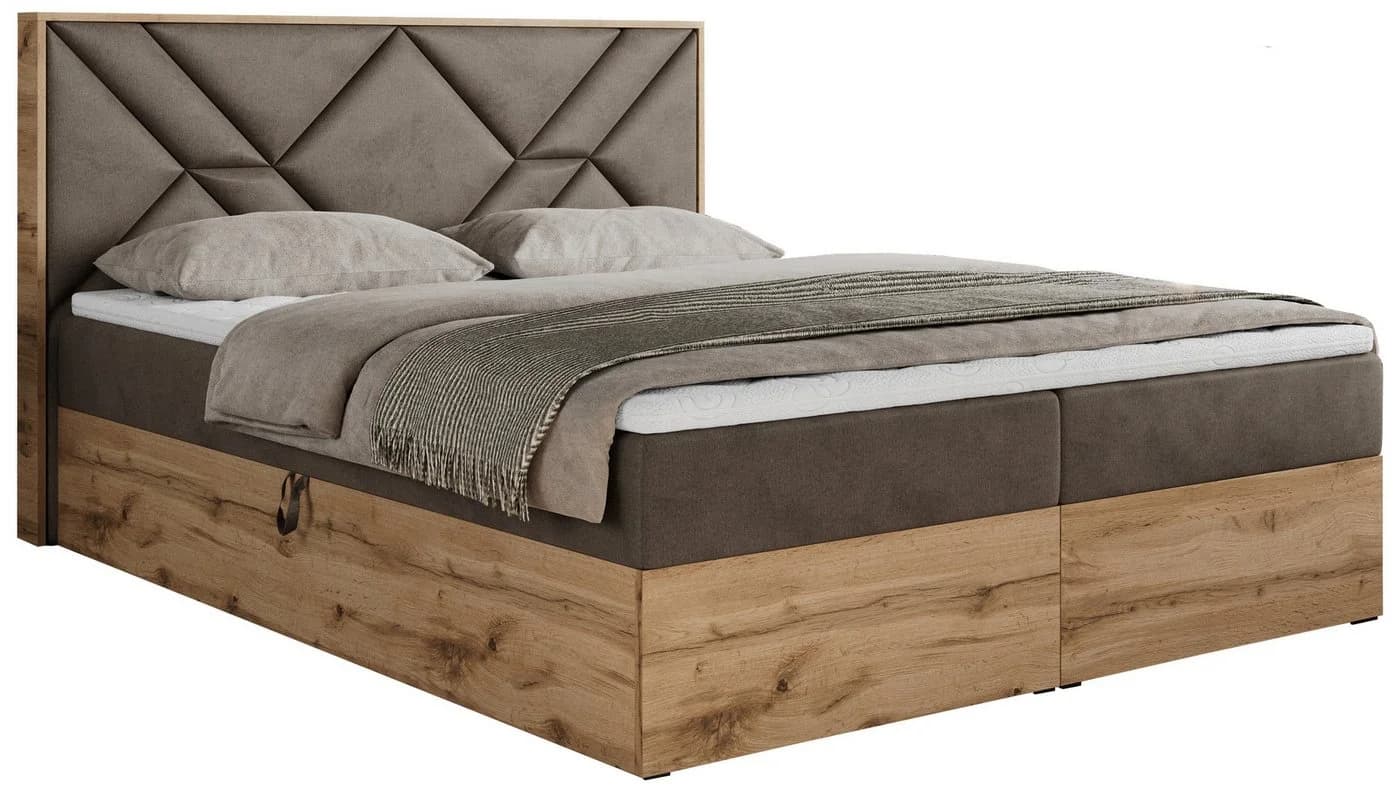MKS MÖBEL Boxbett GUNAR mit Multipocket-Matratze & Doppelbettkasten