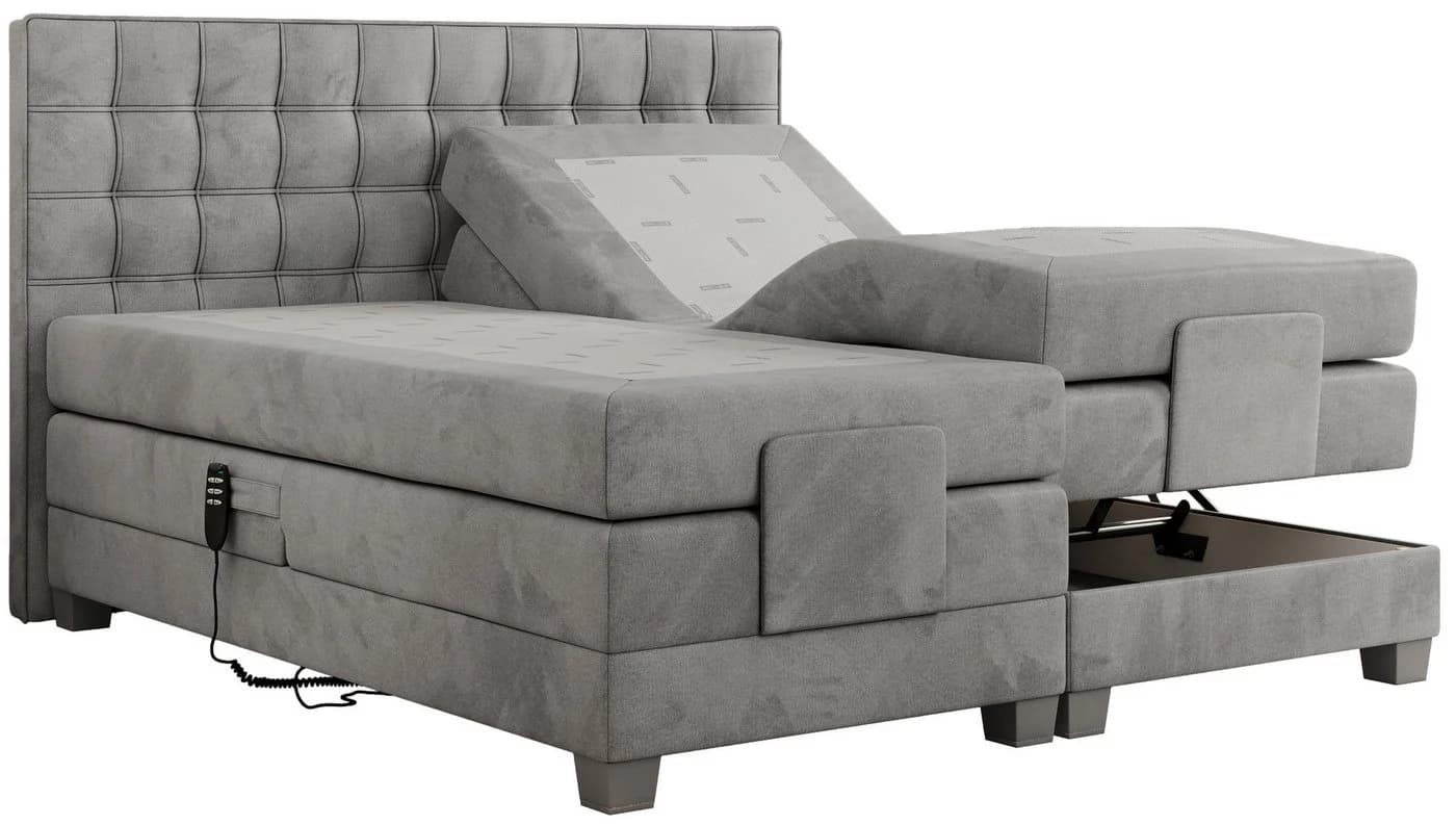 BOXBETT Elektro 140x200 Hellgrau Velvet mit Stauraum - Bild 5