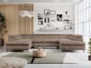 MKS MÖBEL Ecksofa PETER U U-Form Braun Cord mit Schlaffunktion Bild 2