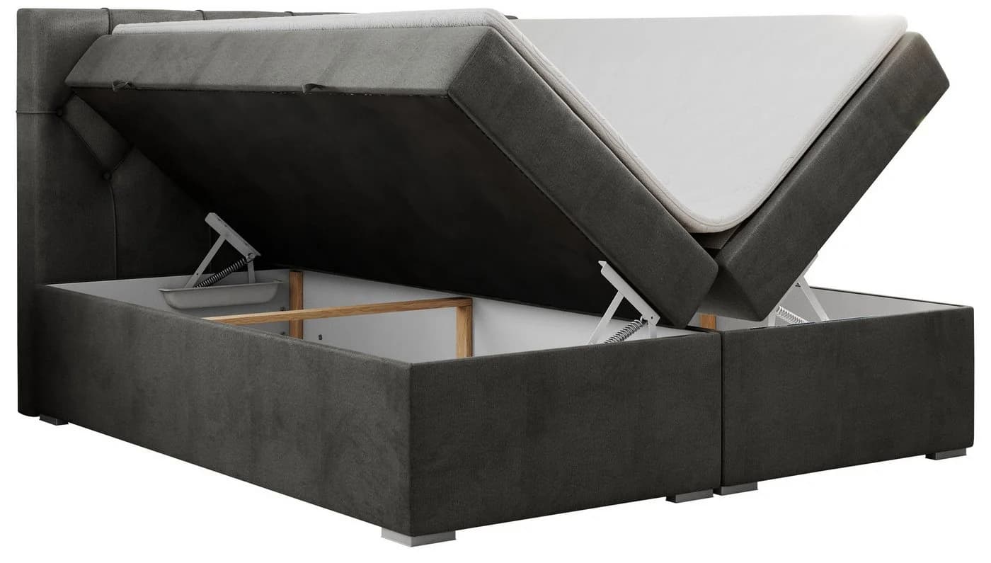 MKS MÖBEL Boxspringbett ALDA Set mit Bettkästen & Topper Grau - Bild 4