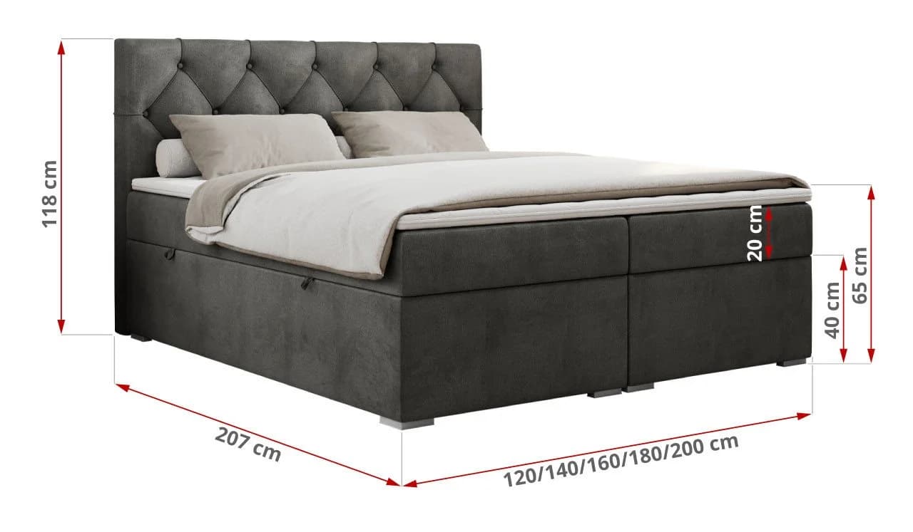 MKS MÖBEL Boxspringbett ALDA Set mit Bettkästen & Topper Grau - Bild 5