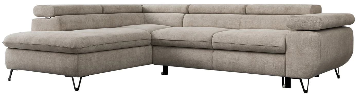 MKS MÖBEL Ecksofa PETER L Beige mit Bettfunktion und Bettkasten