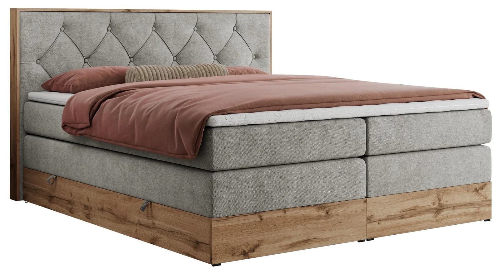 BOXSPRINGBETT VENETO KING 200/200 Hellgrau H3