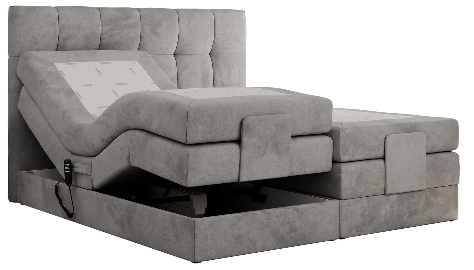 BOXBETT VITTORIA 180x200 Hellgrau Velvet Bettkasten H3