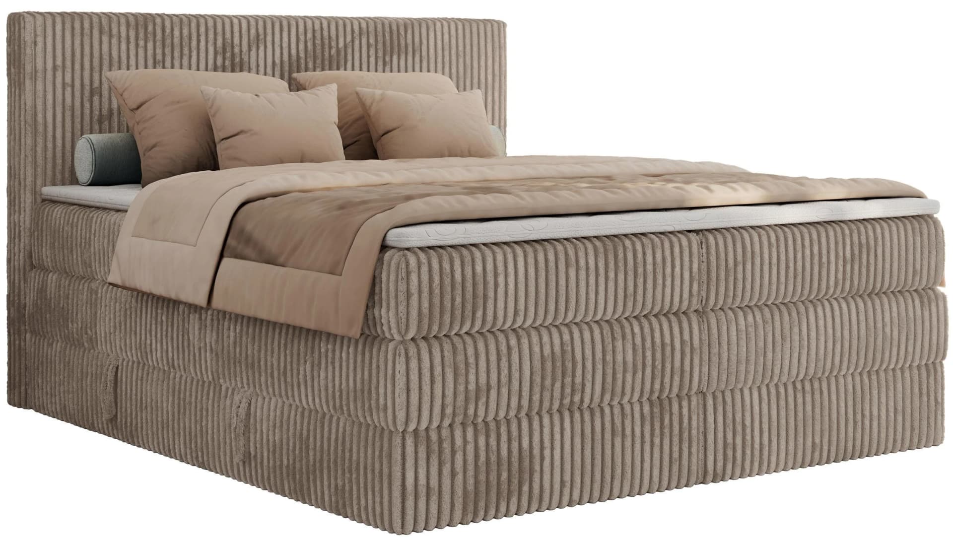 BOXSPRINGBETT TILIANO KING 160/200 Hellbraun Cord H4