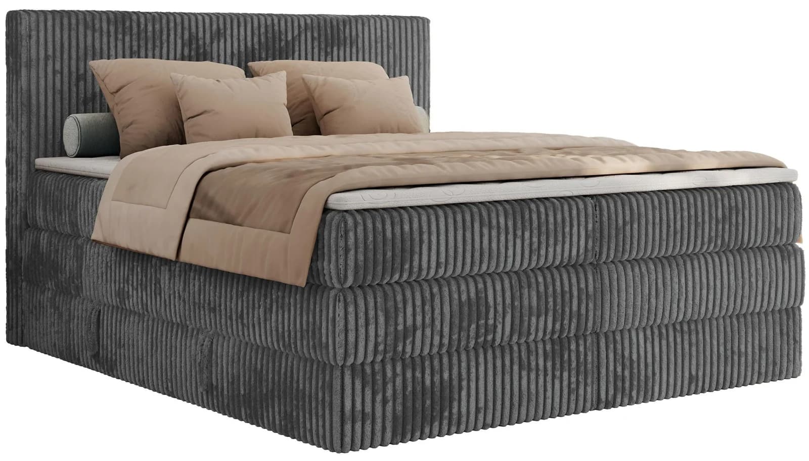 BOXSPRINGBETT TILIANO KING Grau Cord H4