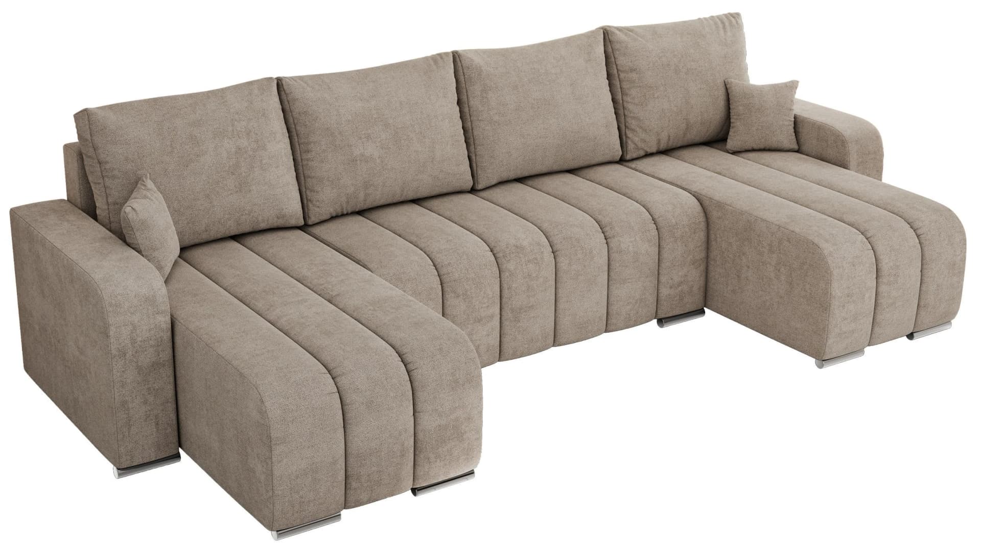 MKS MÖBEL Ecksofa KIRASSO U Beige mit Schlaffunktion und Bettkasten