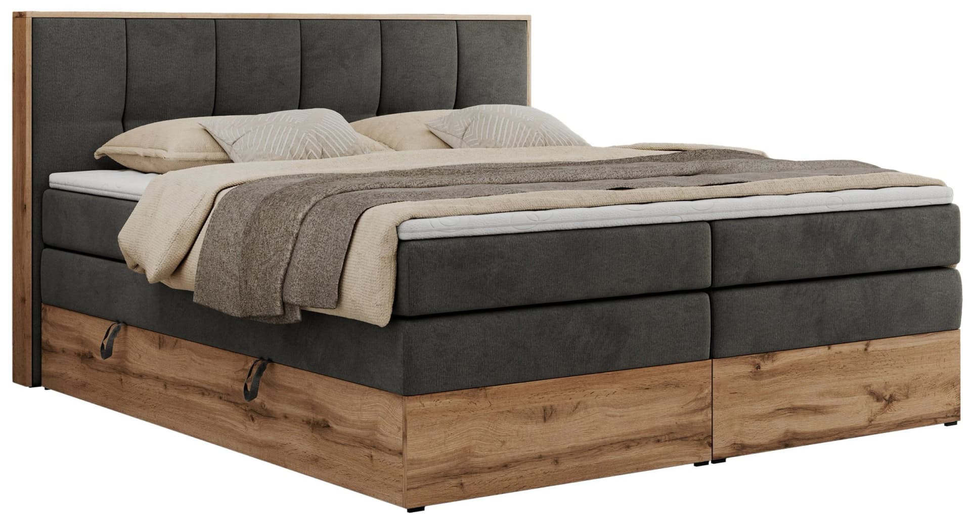 BOXSPRINGBETT ALBERO 1 KING Dunkelgrau Velvet H3