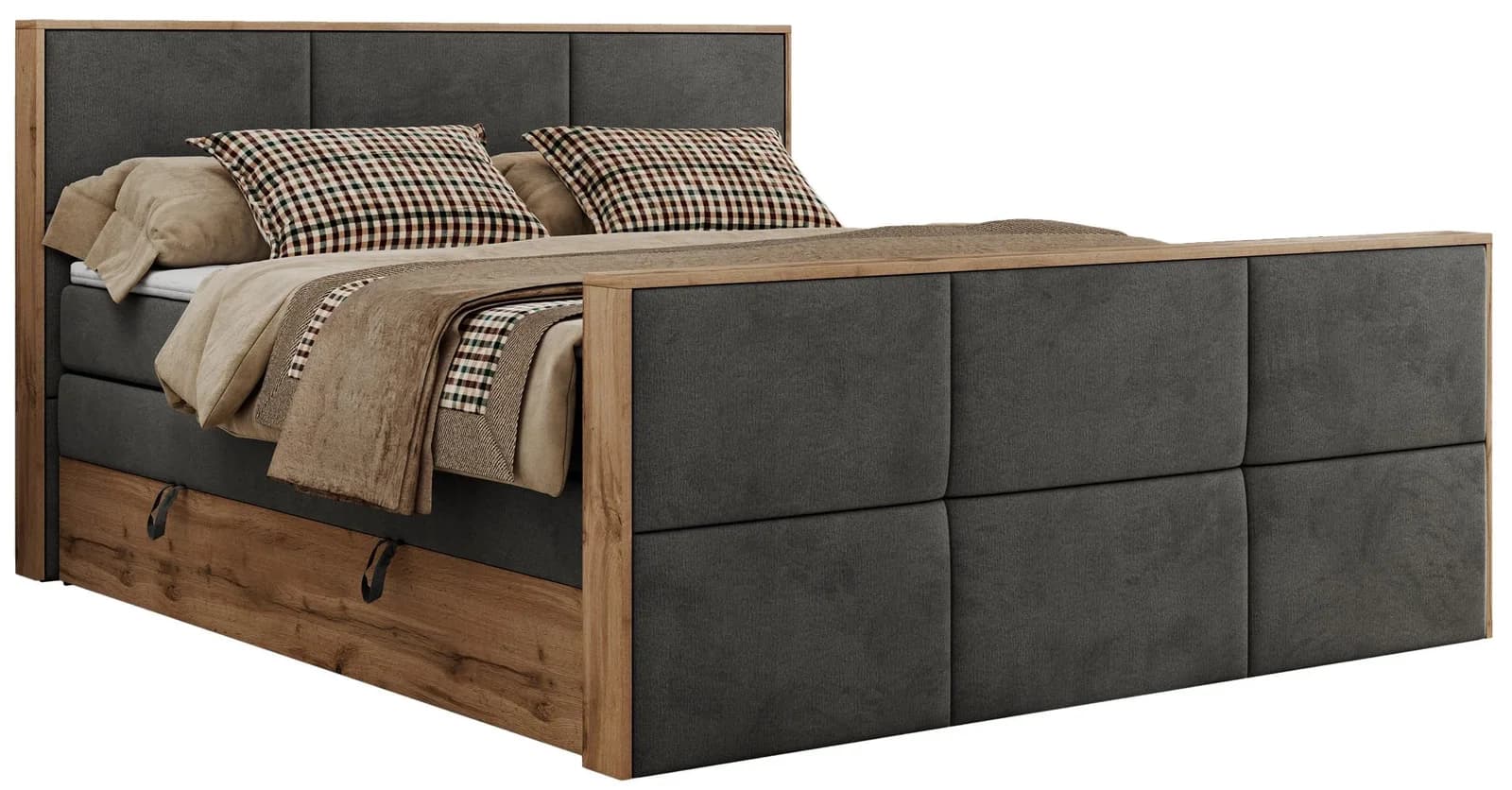 BOXSPRINGBETT ALBERO 2 KING DUO 180/200 Dunkelgrau Velvet