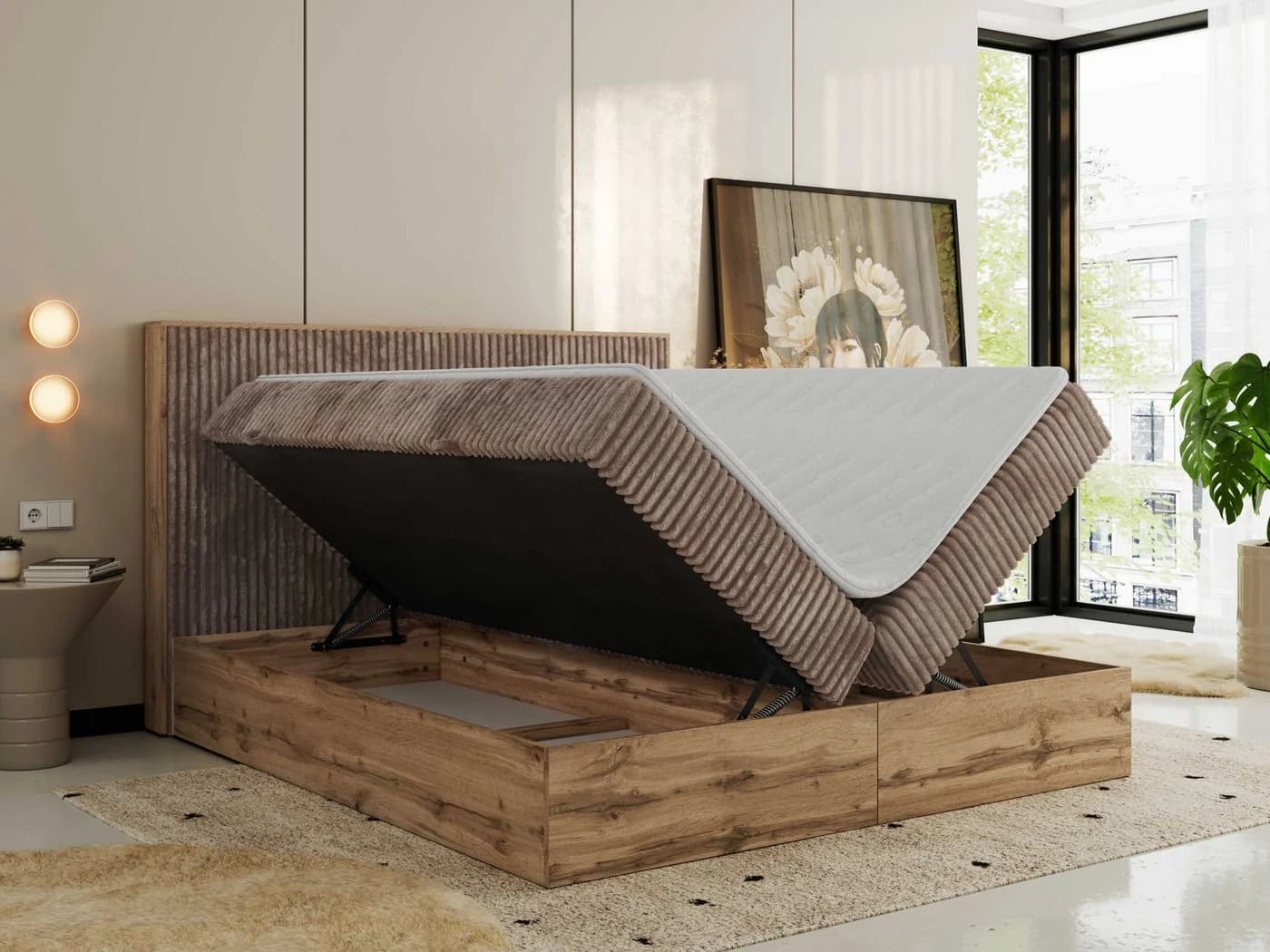 MKS MÖBEL Boxspringbett WOOD CLASSIC mit Stauraum und Topper - Bild 4