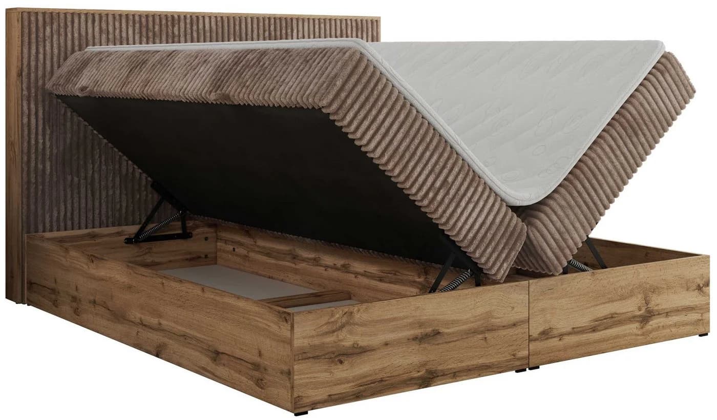 MKS MÖBEL Boxspringbett WOOD CLASSIC mit Stauraum und Topper - Bild 5