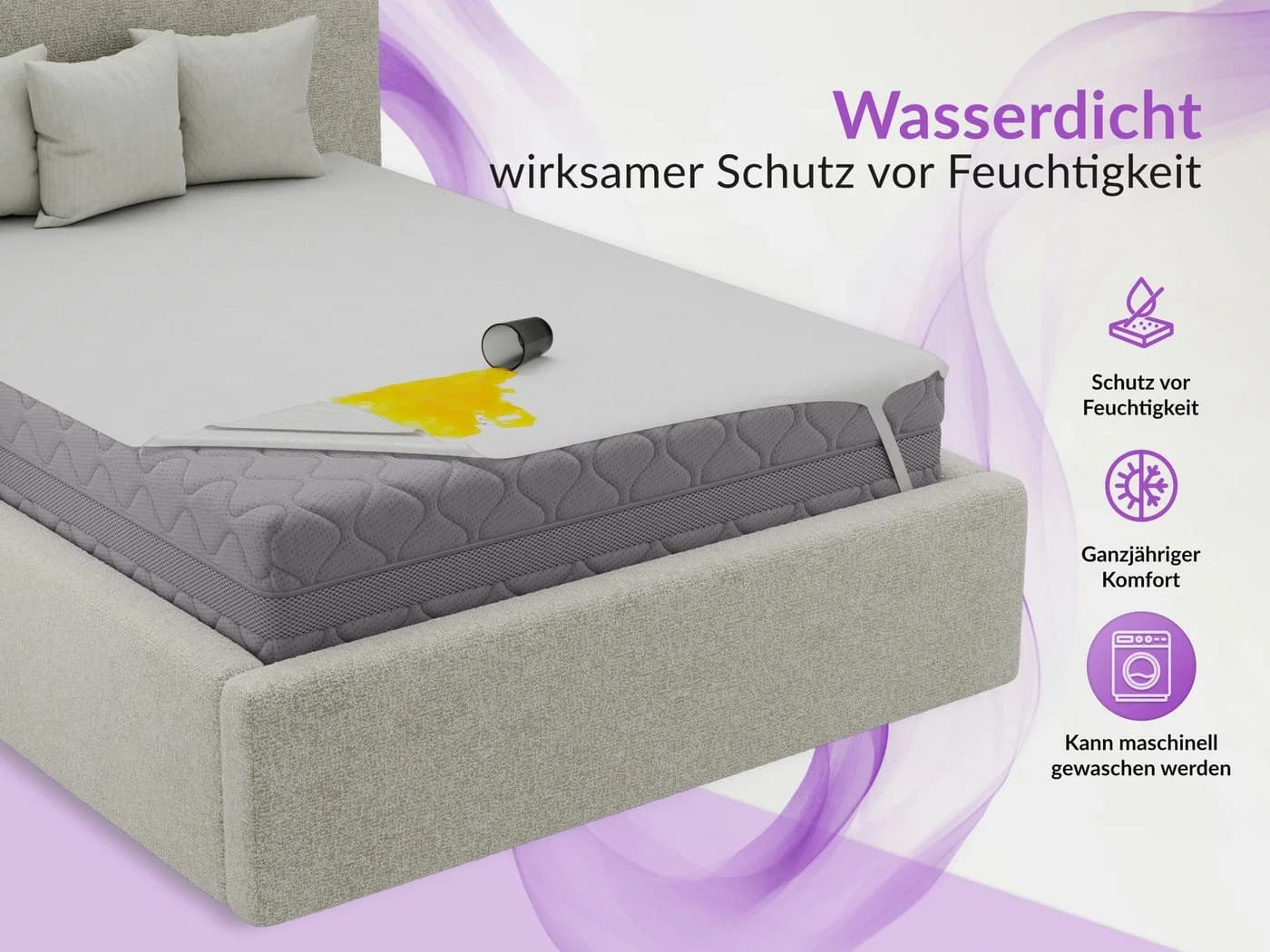 MKS MÖBEL Matratzenschoner VITA wasserdicht weiß mit Gummibändern - Bild 3