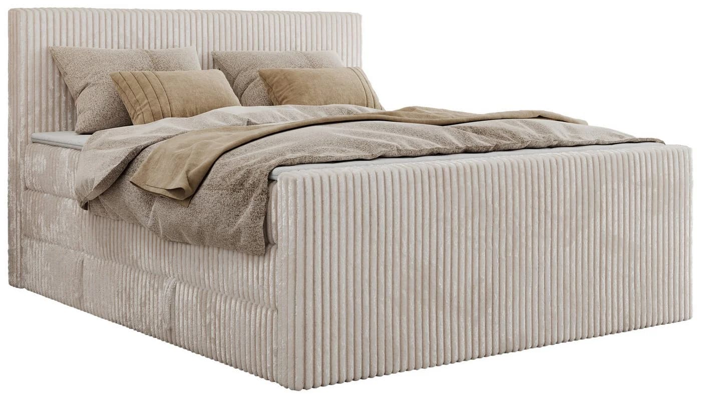 MKS MÖBEL Boxspringbett TILIANO KING DUO Beige mit Bettkästen