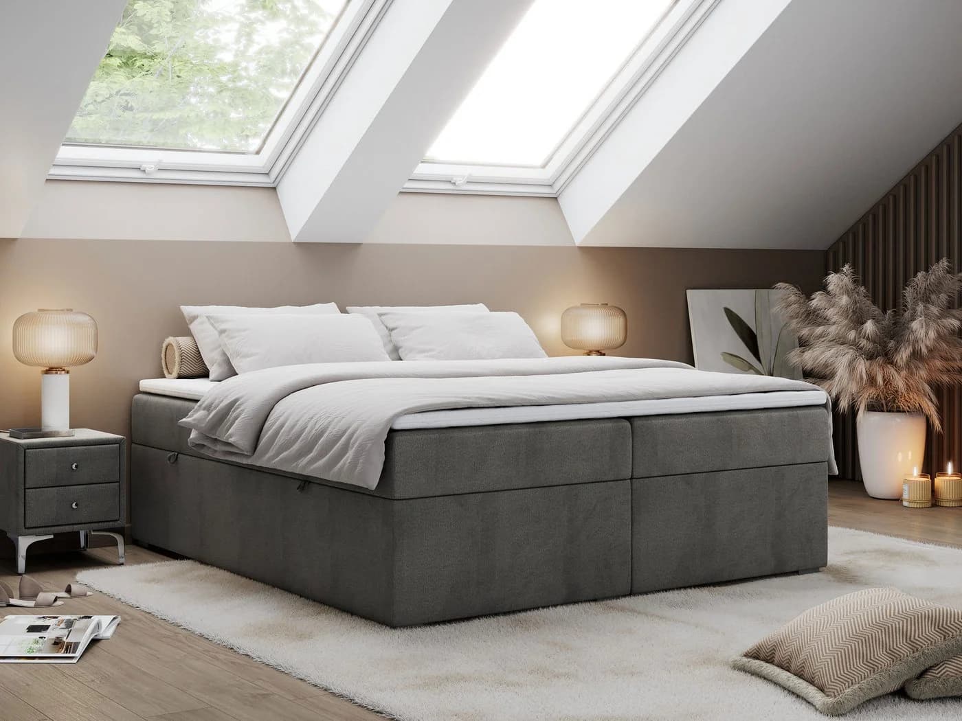 MKS MÖBEL Boxspringbett BESS mit Bettkasten & Topper grau - Bild 2