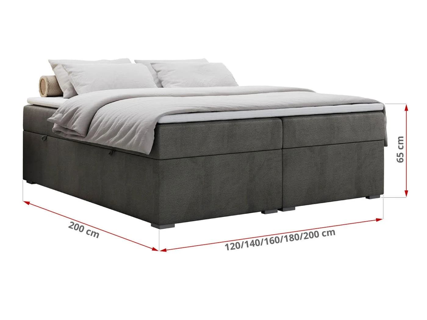 MKS MÖBEL Boxspringbett BESS mit Bettkasten & Topper grau - Bild 5