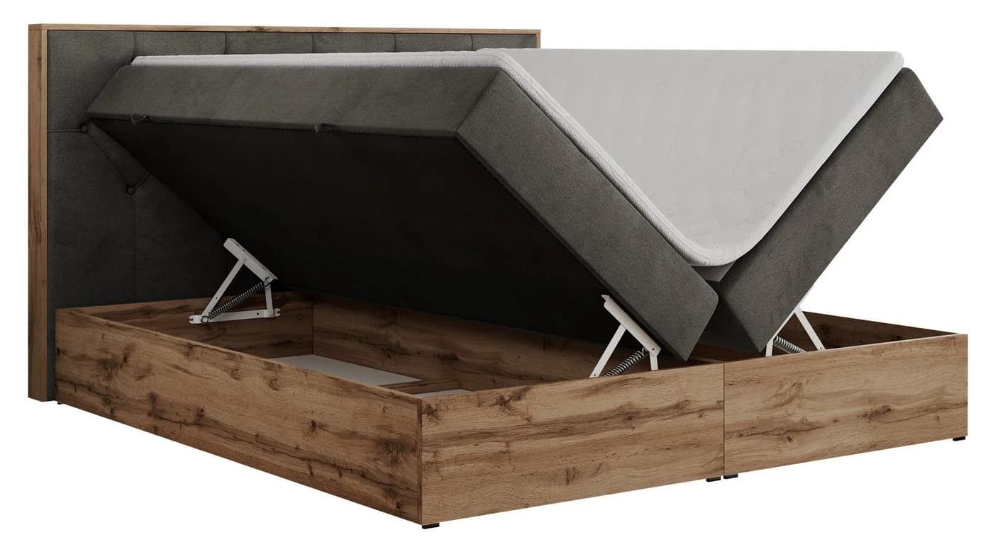 MKS MÖBEL Boxbett VENETO Grau mit Bettkästen & Topper - Bild 4