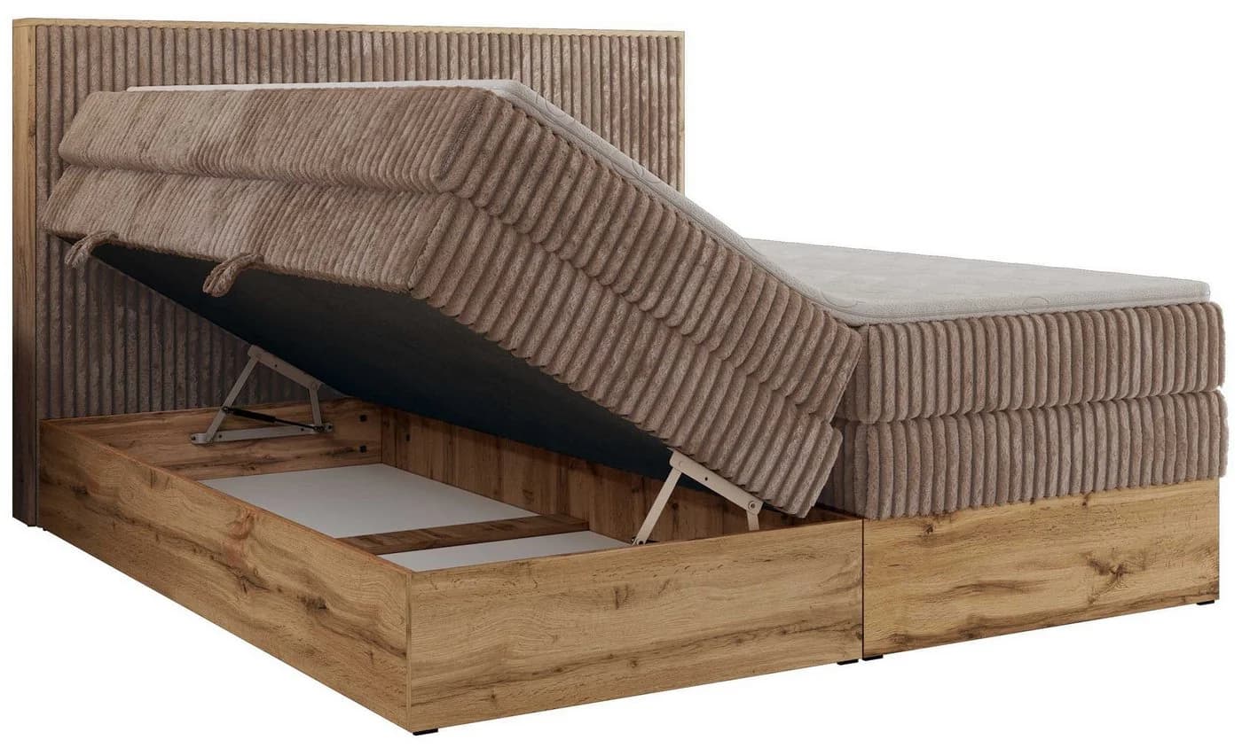 MKS MÖBEL Boxspringbett WOOD CLASSIC KING mit Kopfteil und Bettkästen - Bild 5