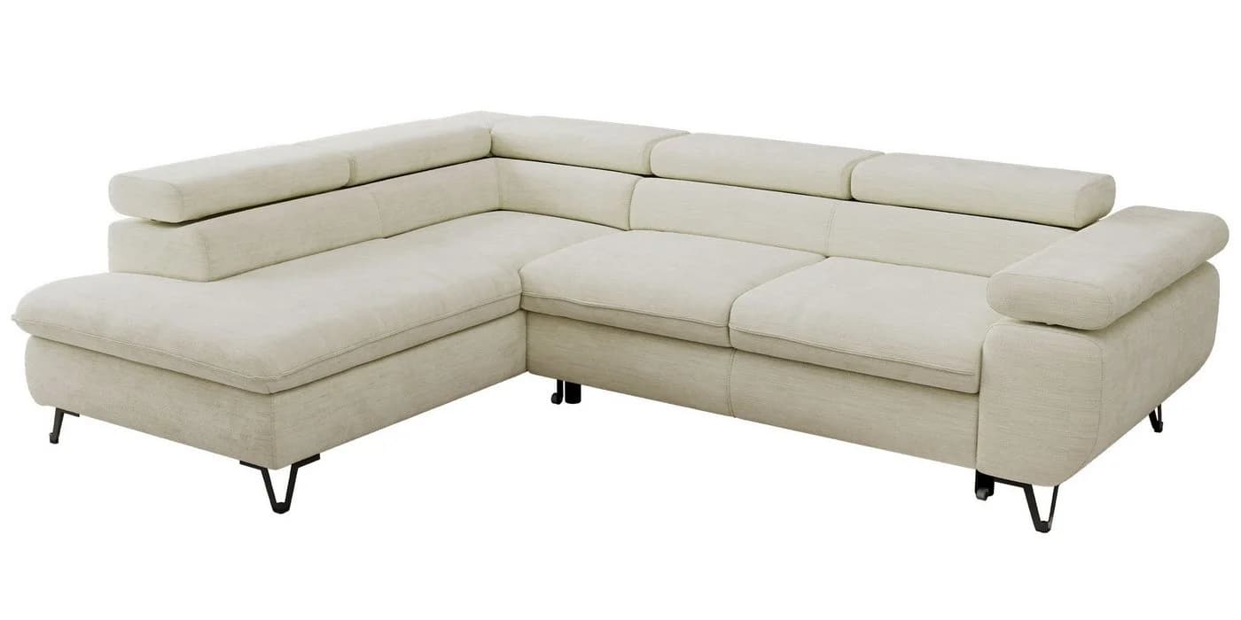 MKS MÖBEL Ecksofa PABLO L HR35-Schaum Metallbein Bettkasten