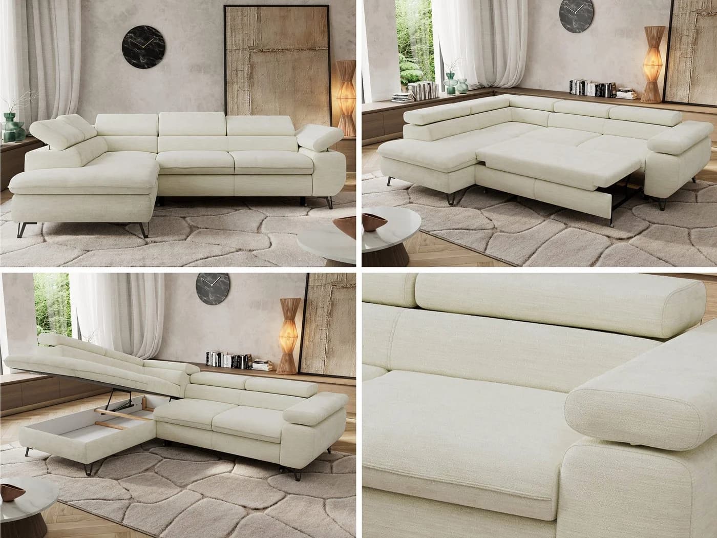 MKS MÖBEL Ecksofa PABLO L HR35-Schaum Metallbein Bettkasten - Bild 3