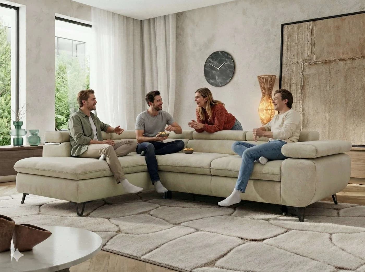 MKS MÖBEL Ecksofa PABLO L HR35-Schaum Metallbein Bettkasten - Bild 4