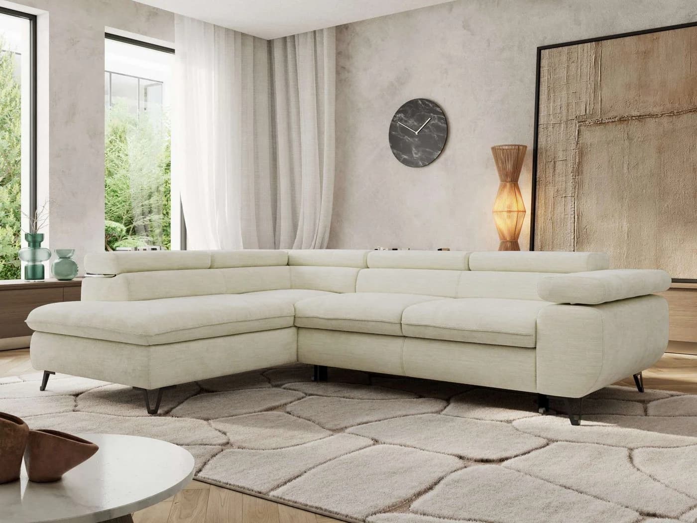 MKS MÖBEL Ecksofa PABLO L HR35-Schaum Metallbein Bettkasten - Bild 5