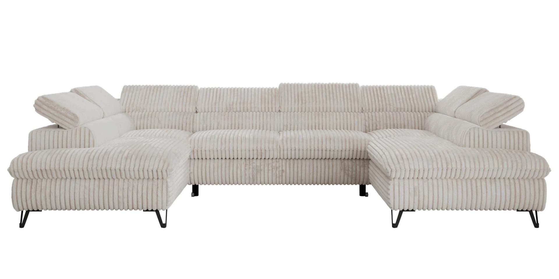 WOHNLANDSCHAFT PABLO U-Couch Beige Cord mit Topper