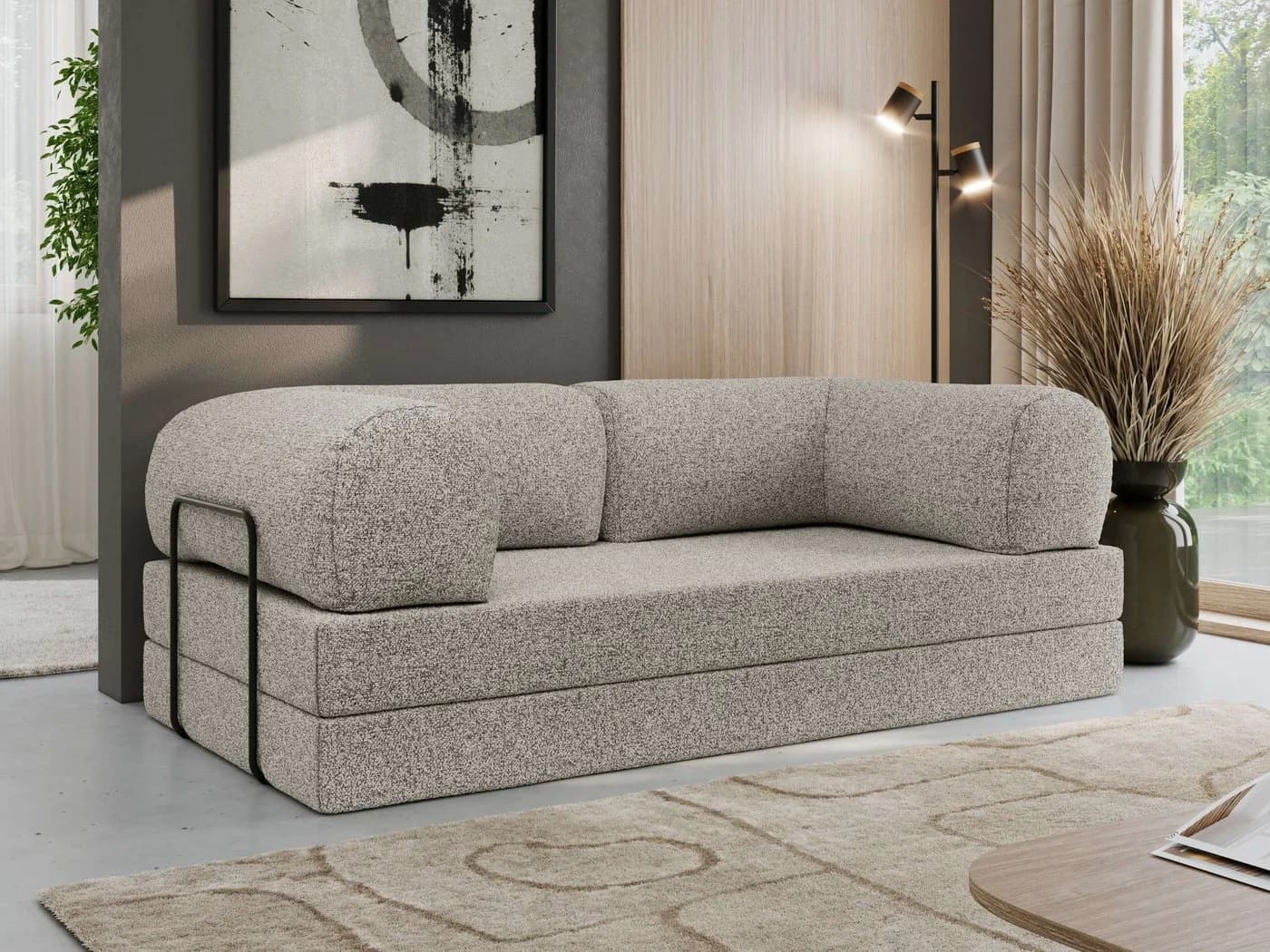 MKS MÖBEL Sofa ORSETTO Schlafsofa grau mit Metallrahmen - Bild 2