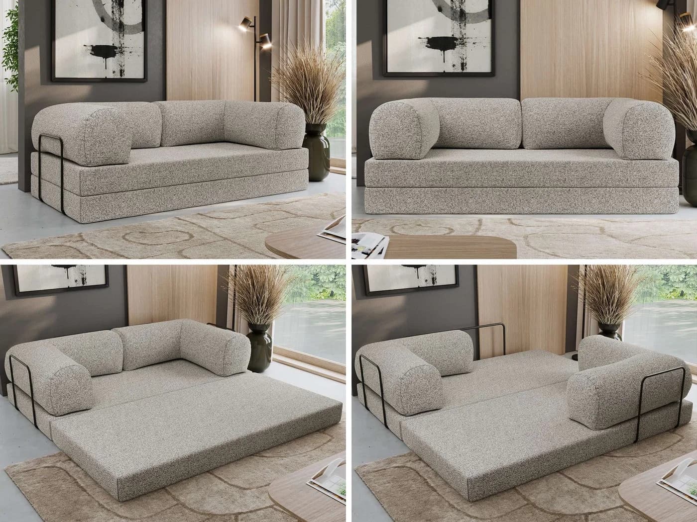 MKS MÖBEL Sofa ORSETTO Schlafsofa grau mit Metallrahmen - Bild 3