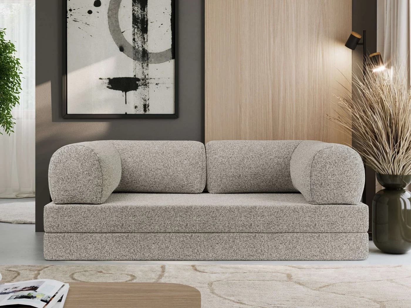 MKS MÖBEL Sofa ORSETTO Schlafsofa grau mit Metallrahmen - Bild 5