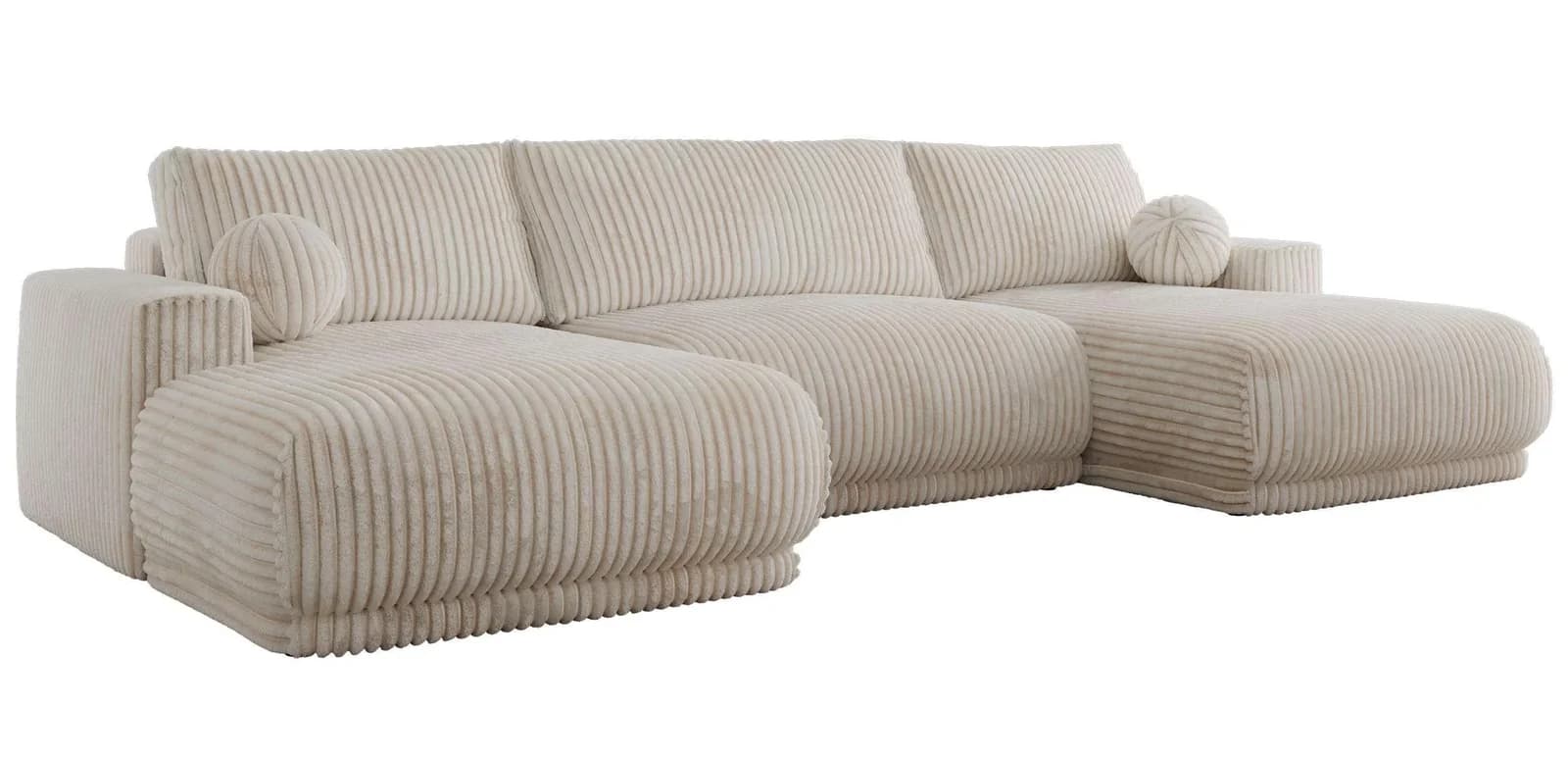 WOHNLANDSCHAFT RINA U-Form Beige Cord Sofa
