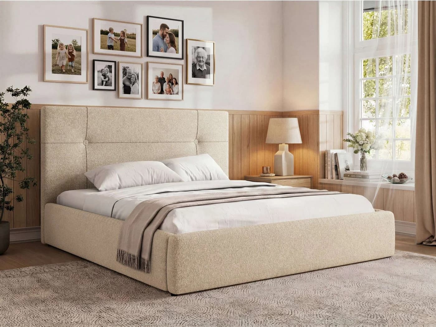 MKS MÖBEL Polsterbett CALERIO CLASSIC Beige mit Bettkasten - Bild 2
