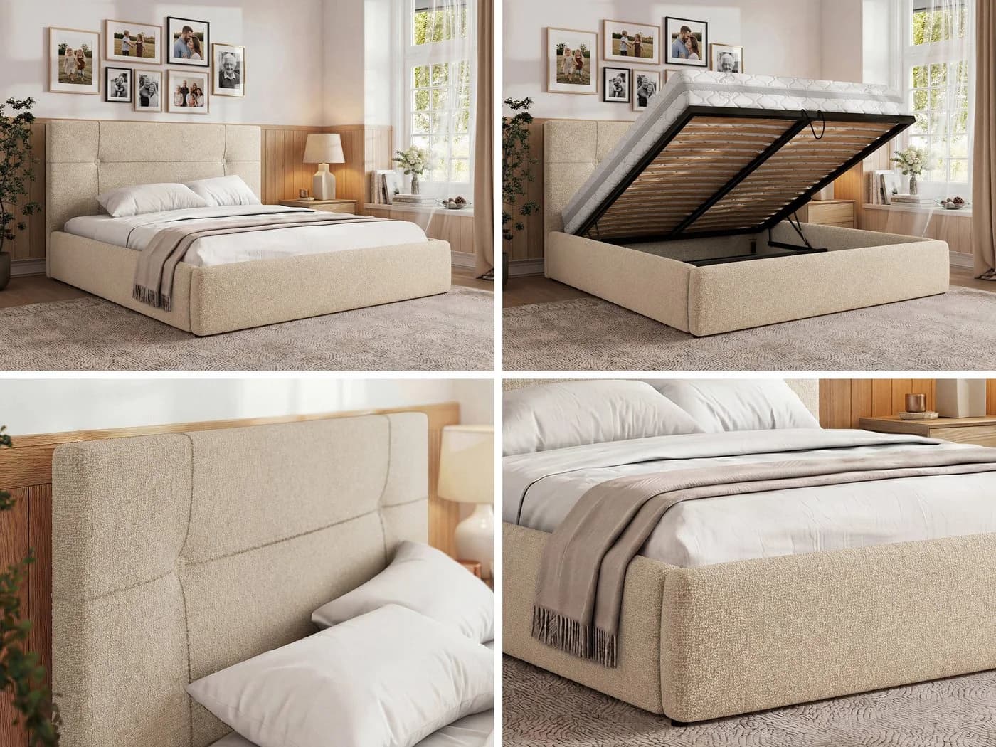 MKS MÖBEL Polsterbett CALERIO CLASSIC Beige mit Bettkasten - Bild 3