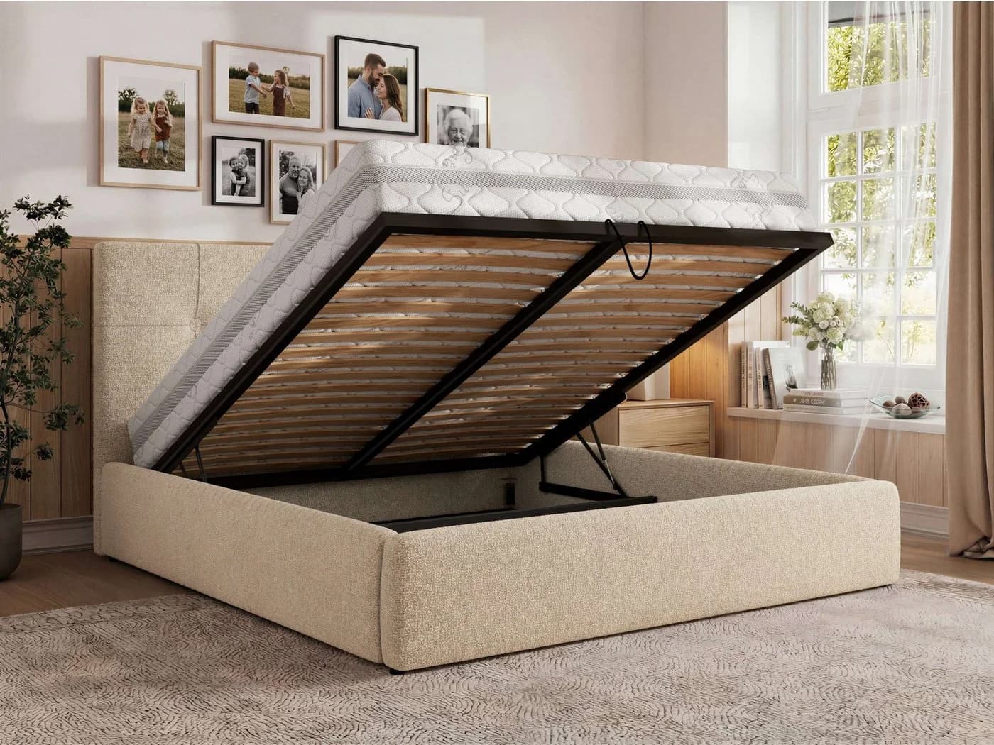MKS MÖBEL Polsterbett CALERIO CLASSIC Beige mit Bettkasten - Bild 5