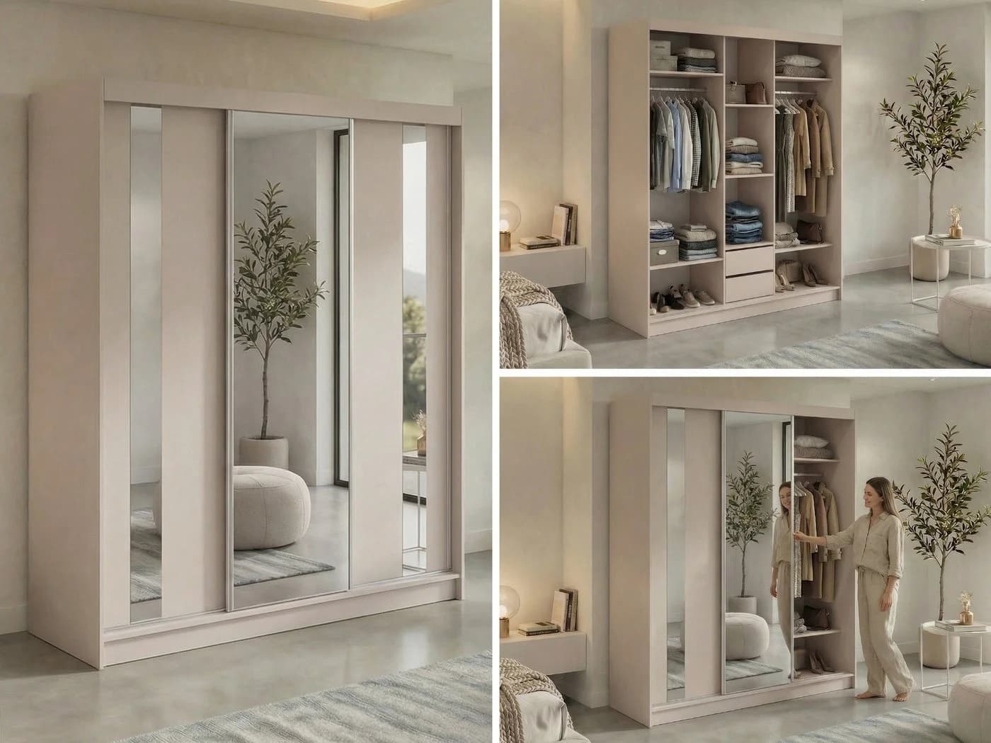 MKS MÖBEL Schiebetürenschrank GRECJA 180 Beige mit Spiegel - Bild 3