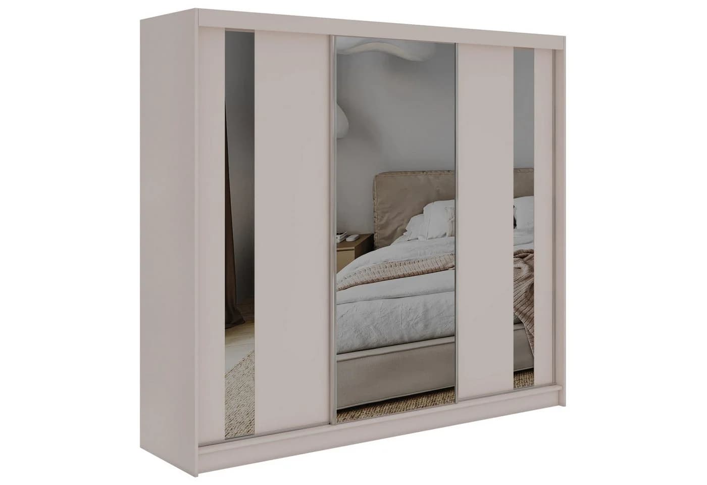 MKS MÖBEL Schiebetürenschrank GRECJA 240 Beige mit Ganzkörperspiegel