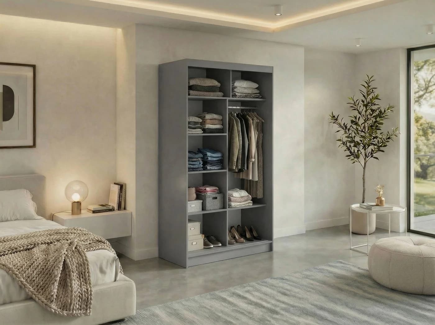 MKS MÖBEL Schiebetürenschrank VERONA 120 Grau mit Spiegel - Bild 4