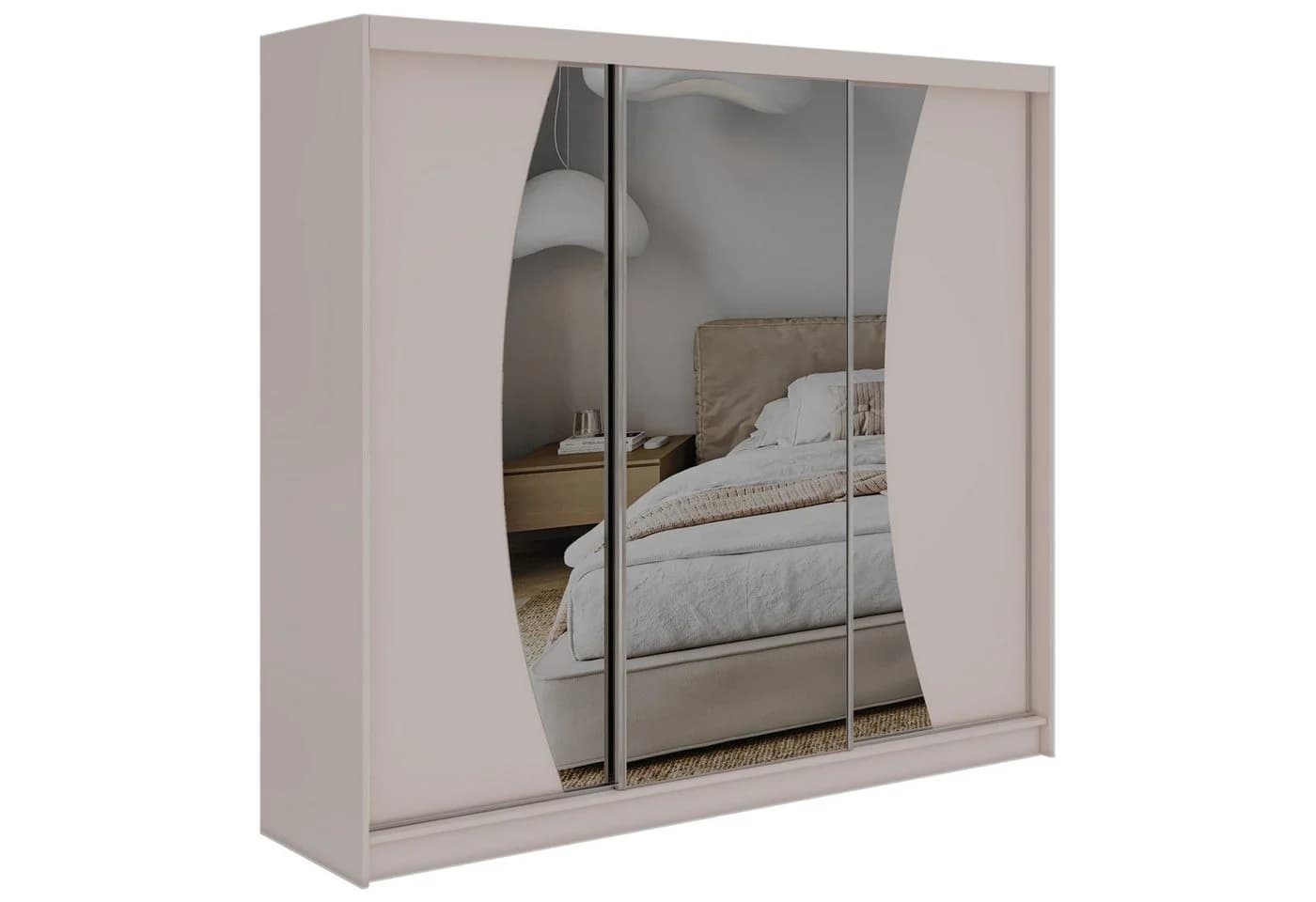 MKS MÖBEL Schiebetürenschrank VERONA 240 Beige mit Spiegel