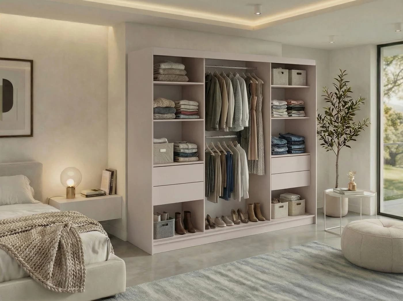 MKS MÖBEL Schiebetürenschrank VERONA 240 Beige mit Spiegel - Bild 4