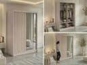 MKS MÖBEL Schiebetürenschrank LAOS 150 Beige Spiegel Lamellen Bild 3