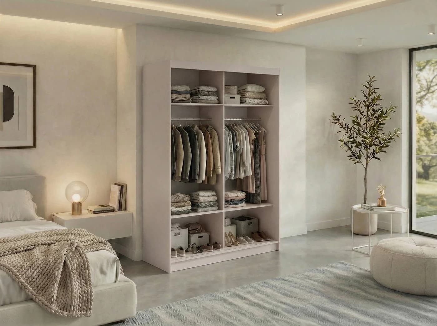 MKS MÖBEL Schiebetürenschrank LAOS 150 Beige Spiegel Lamellen - Bild 4