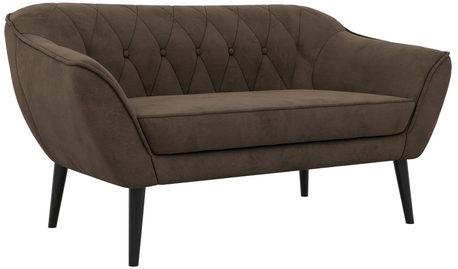 2-Sitzer Sofa PIRS Braun Velvet mit Schwarzen Beinen
