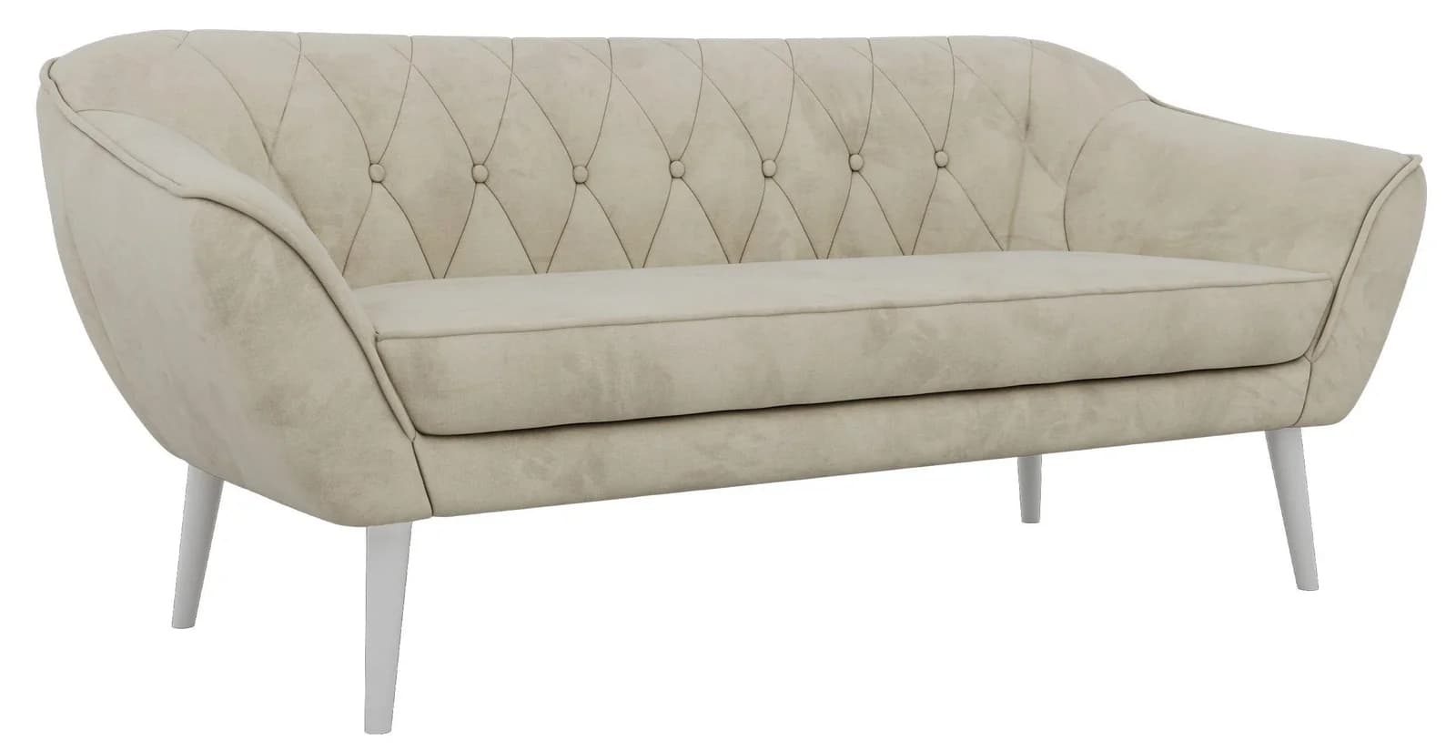 3-Sitzer Sofa PIRS Beige Velvet mit weißen Beinen