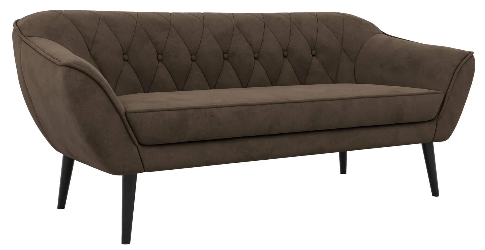 3-Sitzer-Sofa PIRS Braun Velvet mit Schwarzen Beinen