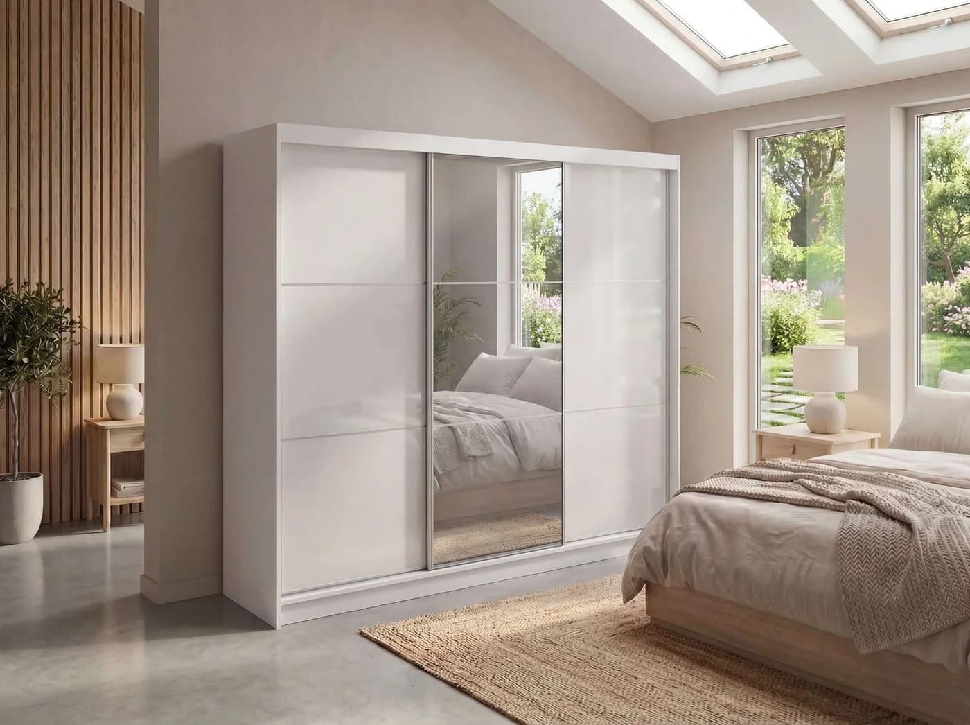 MKS MÖBEL Schiebetürenschrank WALENCJA 240 Weiß mit Lacobel - Bild 2