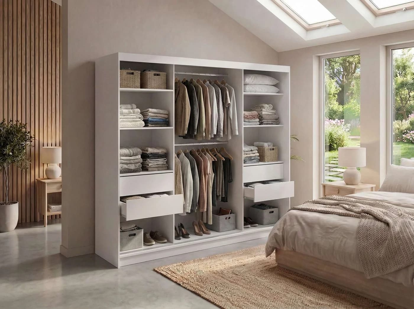 MKS MÖBEL Schiebetürenschrank WALENCJA 240 Weiß mit Lacobel - Bild 4