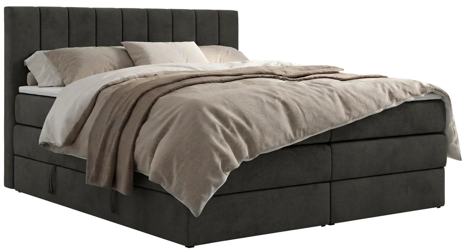 BOXSPRINGBETT ALVER KING 180/200 Dunkelgrau Velvet H3